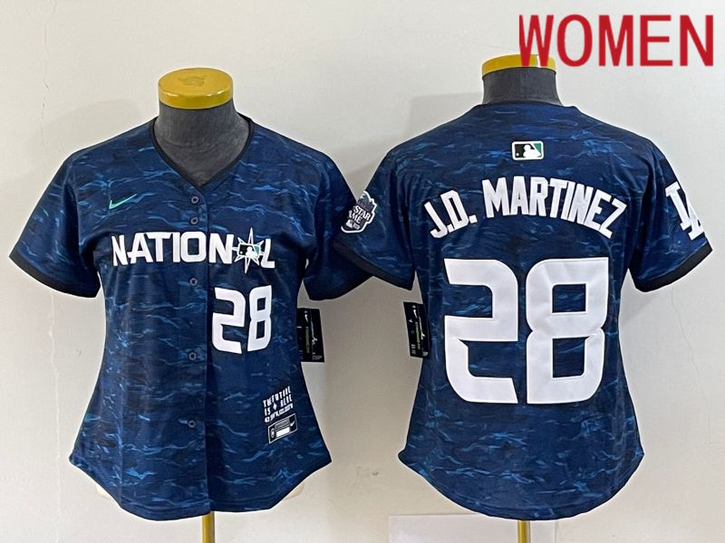 Women Boston Red Sox 28 J.D.Martinez National League Nike Royal 2023 MLB All Star MLB Jersey